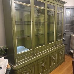 Antique Olive Green Hutch