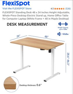 FlexiSpot Electric Standing Desk 48x24 Maple