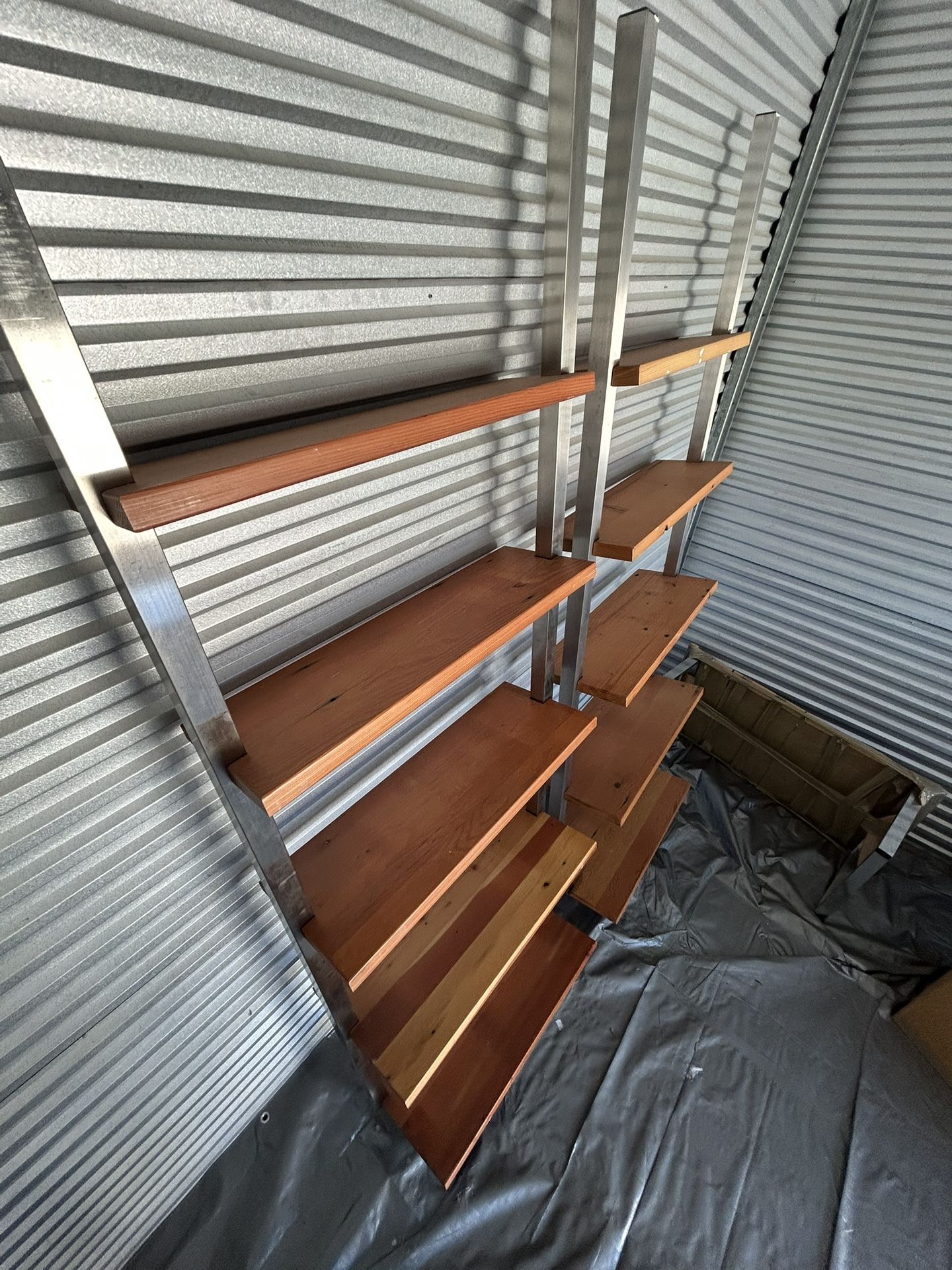 Industrial Floating Shelving System (Wood & Metal)