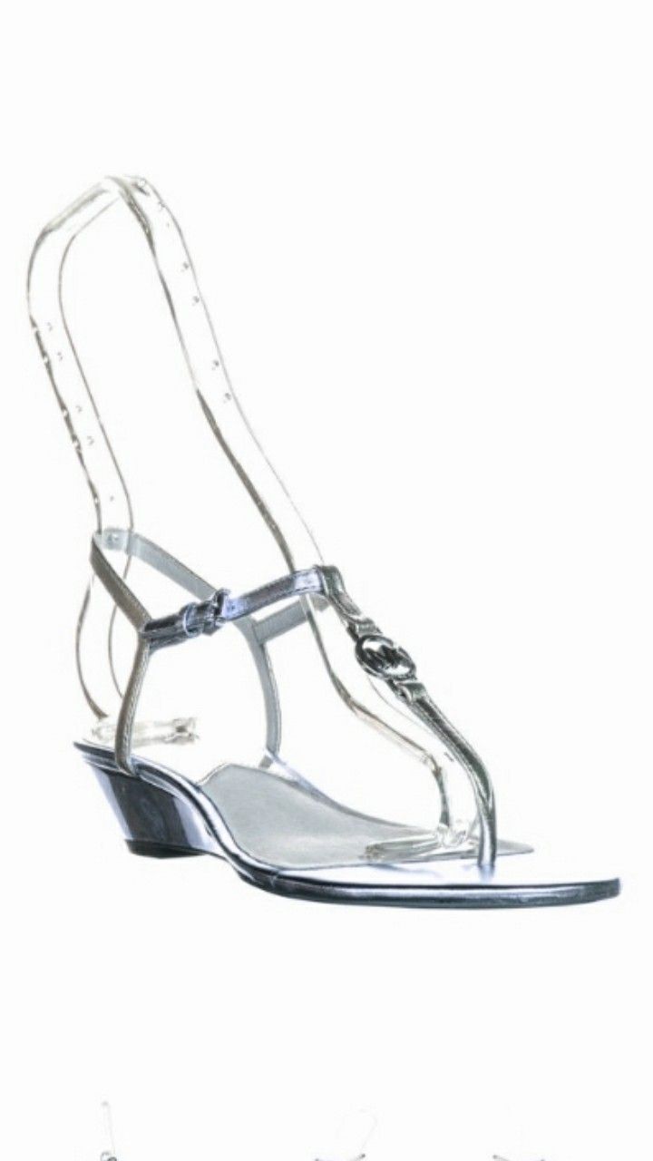 Michael Kors Rare Silver Nora Wedge Sandals