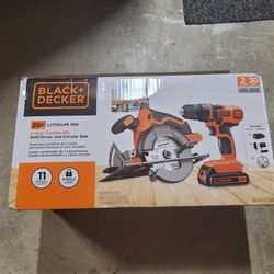 TWO FREE BONUS BATTERIES! NEW BLACK+DECKER BD2KITCDDCS 20V Drill & Circular Saw 2 Tool Combo Kit