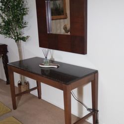 Hotel/Resort Style Granite/Marble Top On Wood Frame W/ Outlet. Dining/Entryway/Desk