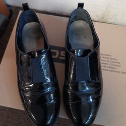 Women's Shoes Michael Shannon Karson Black Shiny Elastic Slip On Wedge Size 8.5