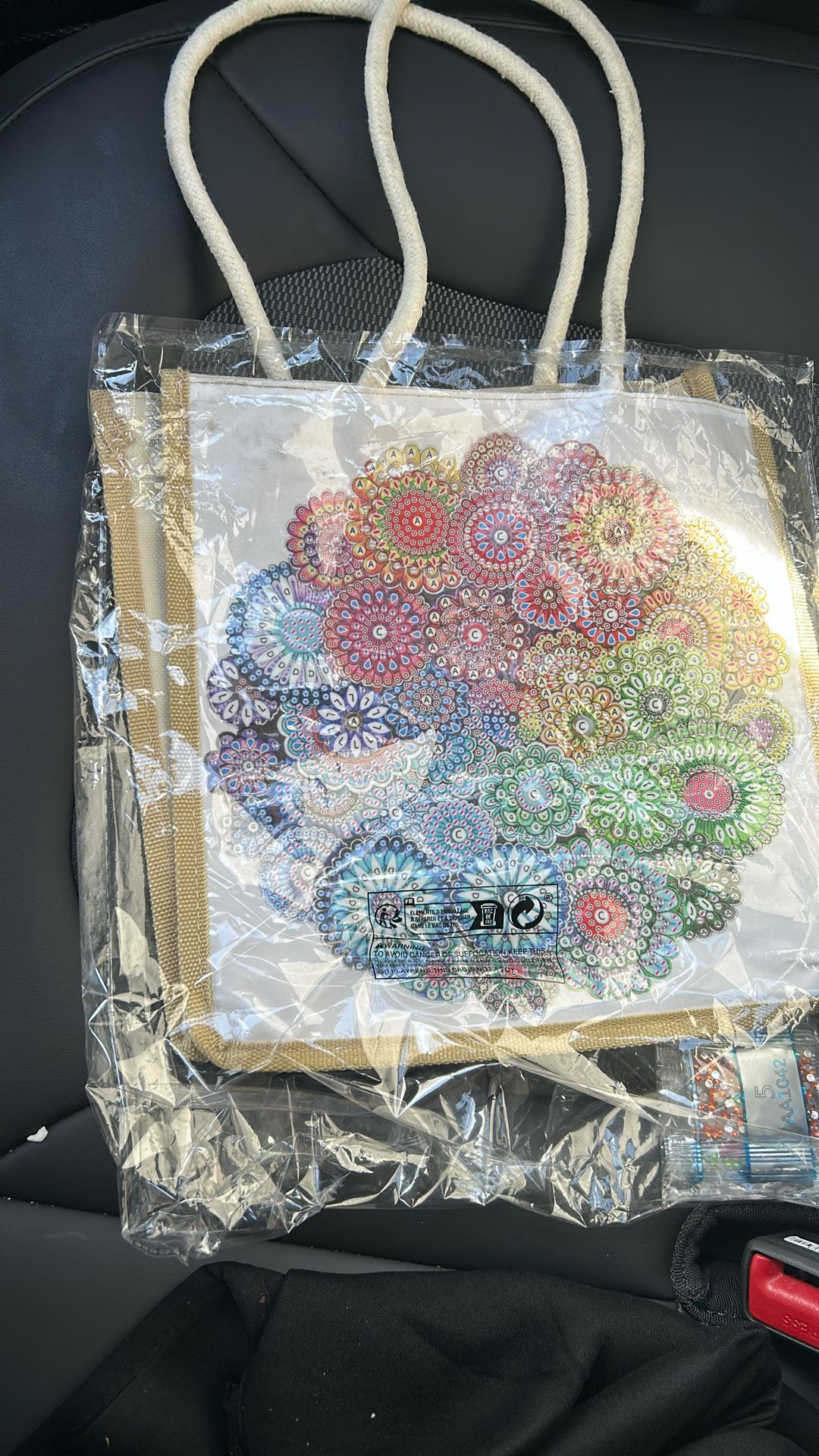 Rainbow Mandala Diamond Painting Tote Bag,5D DIY Rhinestone Cross Stitch Shopping Bags Paint by Number Gems Art Craft Handmade Shoulder Bag Reusable C