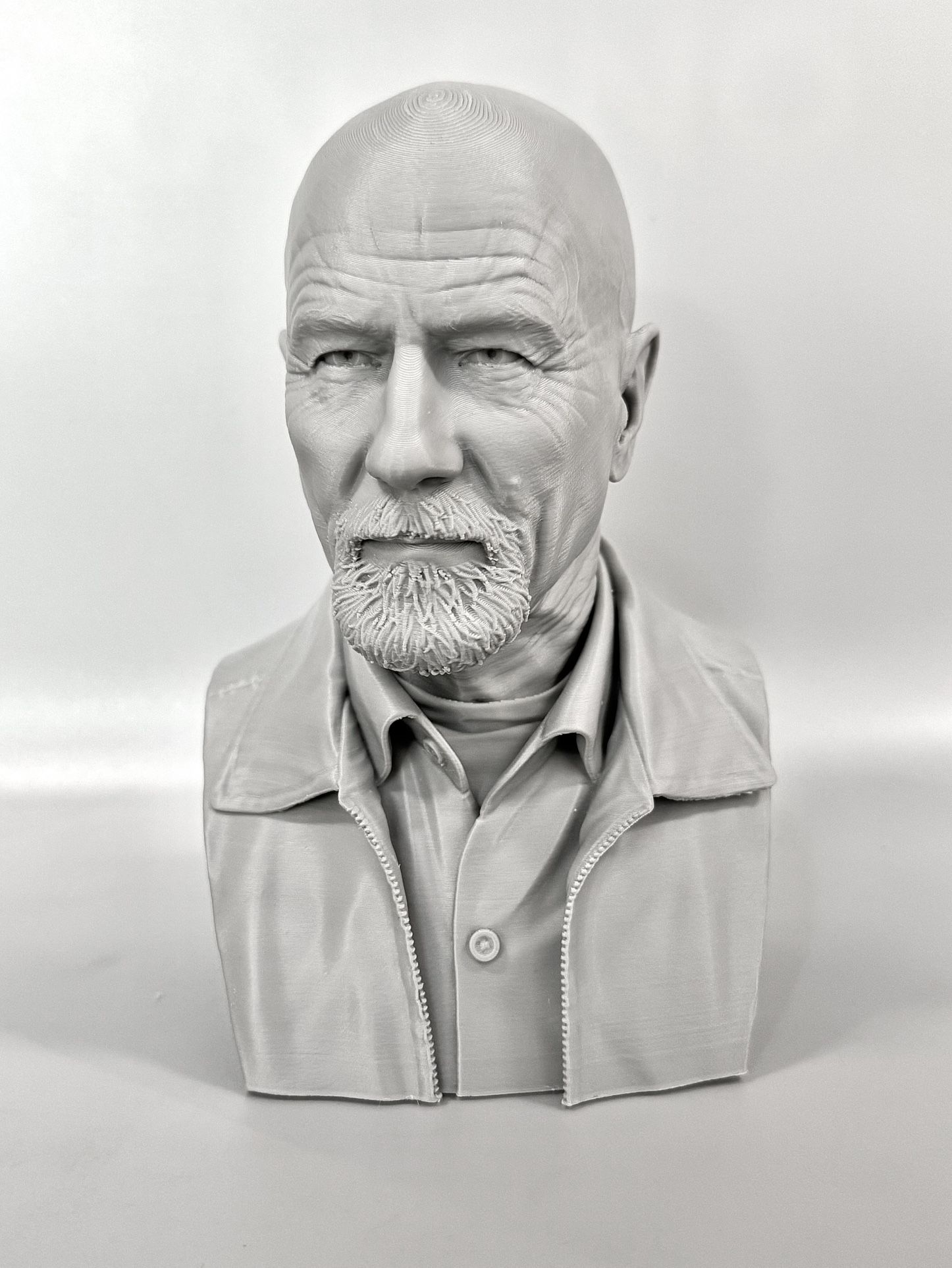 “Breaking Bad Walter White Heisenberg Bust Statue 3D Printed 6.5" Gray Figure”
