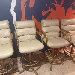4 Leather Bar Chairs 