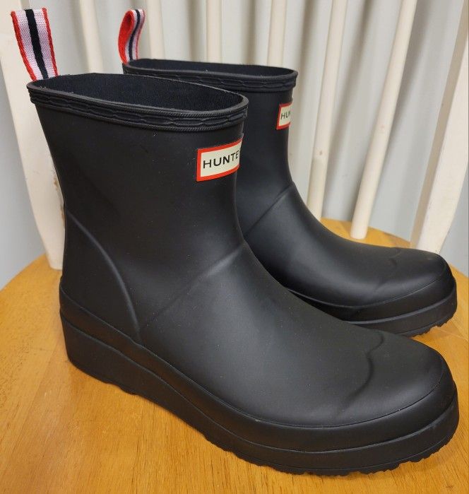 Hunter Original Play Boot Short Women's Boots Black Rubber Sz 9 / NEW