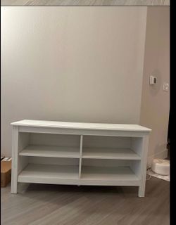 IKEA Bursali White Wooden TV STAND with Shelves