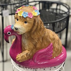 Summer dog with flamingo decor