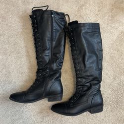 Knee High Lace Up Boots - Women’s 10