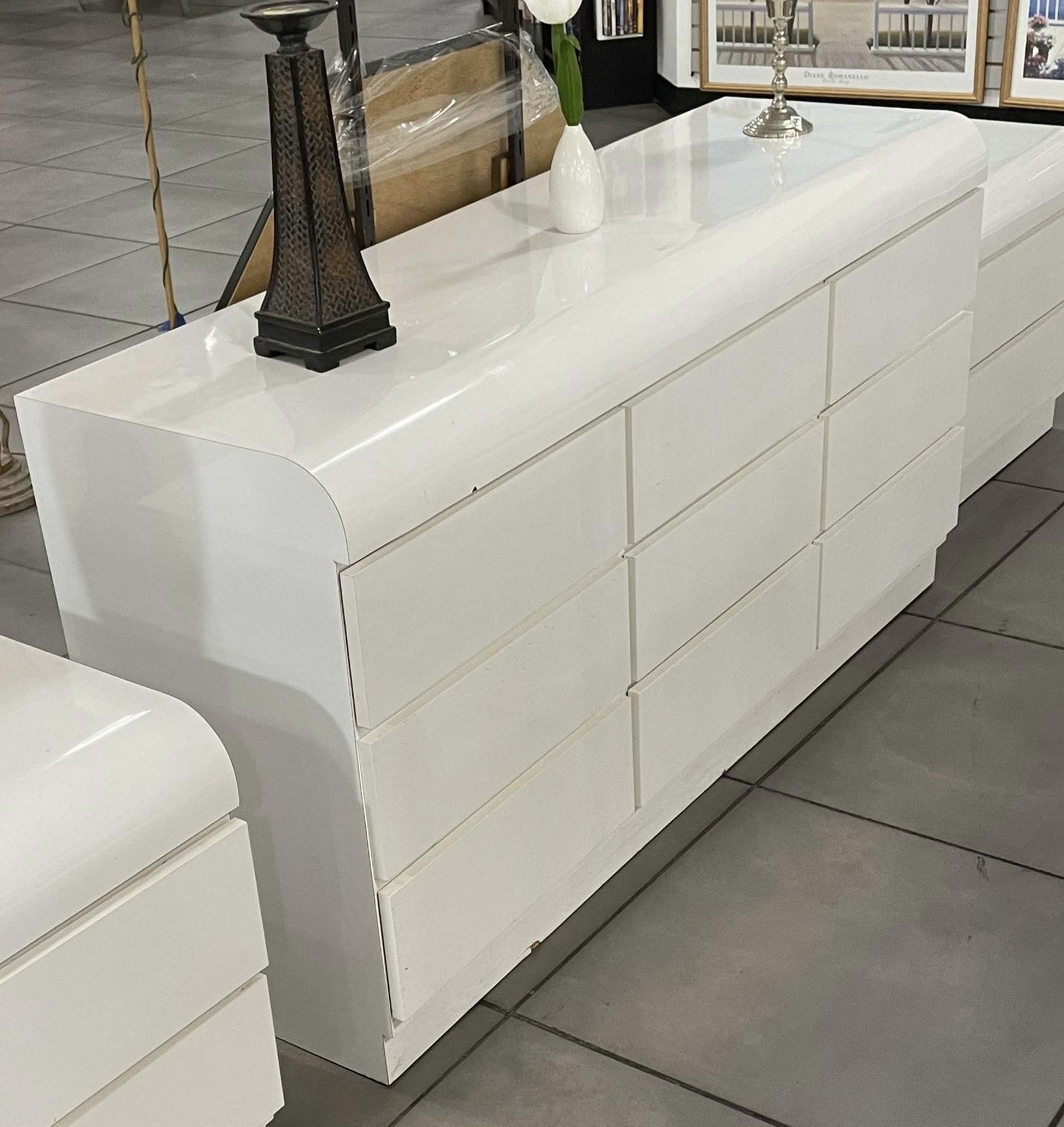 White Post Modern Laminate Dresser