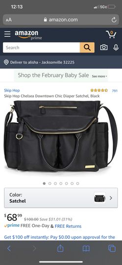 Skip Hop Chelsea Downtown Chic Diaper Satchel, Black