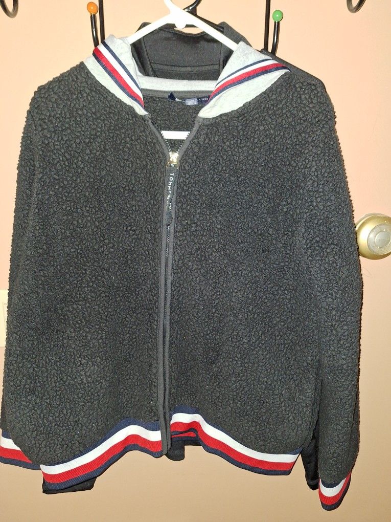 Tommy Hilfiger Women's Faux-Sherpa Hoodie Black Large $40
