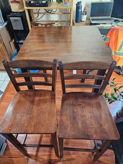 Dark Wood Dining Table with 2 Chairs