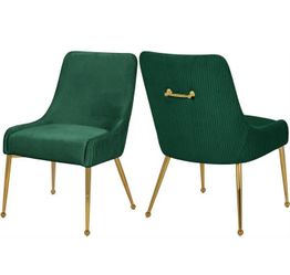 Green Velvet Dining Chair with Gold Legs last two only two left brand new in the box green velvet chairs accent chairs wingback chairs 🆕☑️