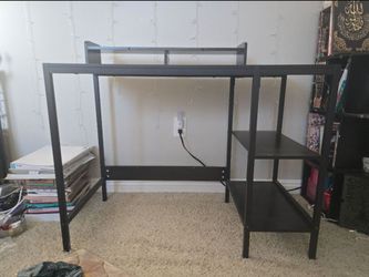 Black Metal Desk with Side Shelves