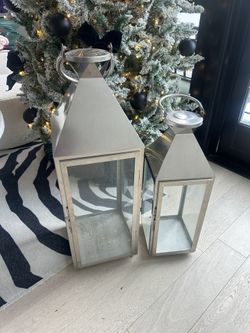 Z Gallerie Stainless Steel Lanterns Set Of 2