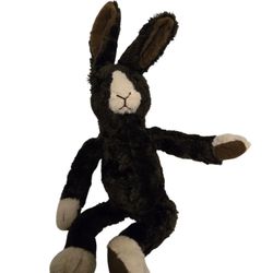 Plush bunny rabbit Russ Berrie Fudge dark brown with corduroy on feet and ears