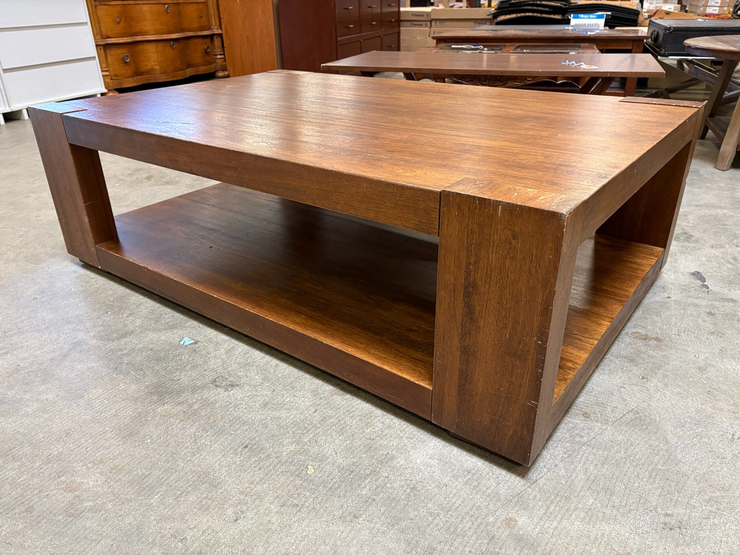 CRATE AND BARREL Lodge 2 Tier Walnut Coffee Table