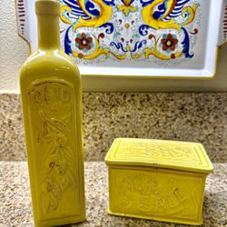 Sur La Table Salt Box & Oil Bottle