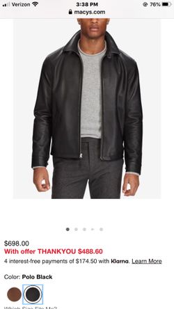 Polo Ralph Lauren Men’s leather jacket. Size : M . Black. Like new condition.