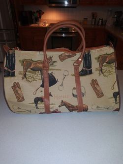 HORSE EQUESTRIAN DESIGN TAPESTRY TRAVEL OVERNIGHT ON WHEELS BAG BY SIGNARE