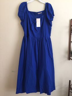 Vintage women A-line flare cocktail party swing dress,blue(size:XL)(brand new never been used?