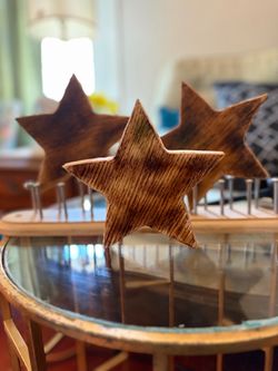 Handcrafted hand-cut Solid wood  flame finished Decor