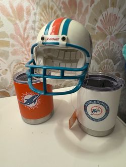 Miami Dolphins Fan Bundle – Mini Helmet + 2 Tumblers