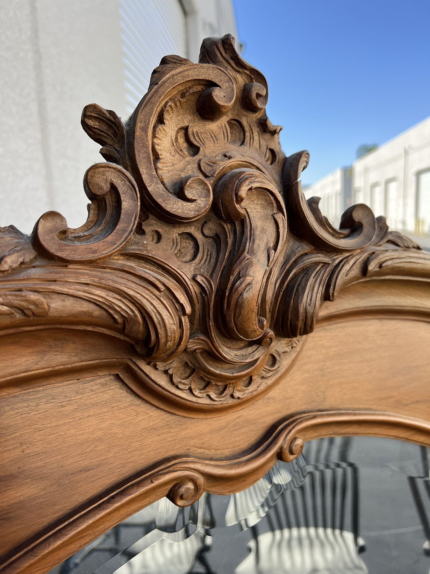 Intricate And Unique Large Vintage Wooden Mirror