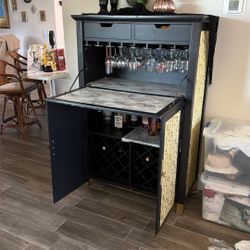 Large Solid Wood Bar Cabinet