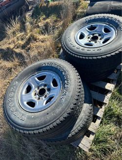3 6 Lug Chevy Rims & Tires $80