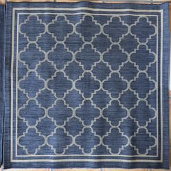 Safavieh Courtyard Blue Beige 4x4 Square Outdoor Rug