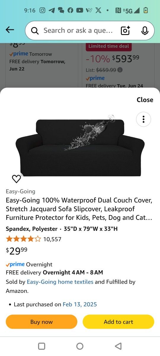 Sofa Couch Cover ( Black ) $20