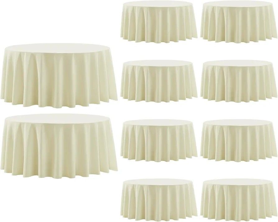 Round Tablecloth 120 Inch Tablecloth 10 Pack Ivory Table Cloths Washable Decorative Polyester TableClothes Cover for Dining Table Banquets Buffet Part