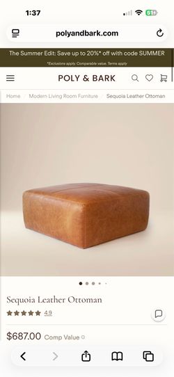 Poly and Bark leather ottoman