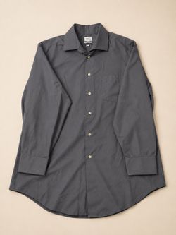 Arrow Men's Gray Solid Button-Up Shirt M Long Sleeve Woven Point Collar Pocket