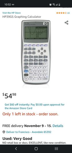 HP 39gs Graphing Calculator $20