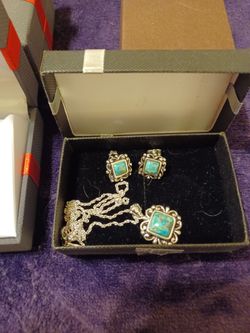 Solid Turquoise earrings and necklace