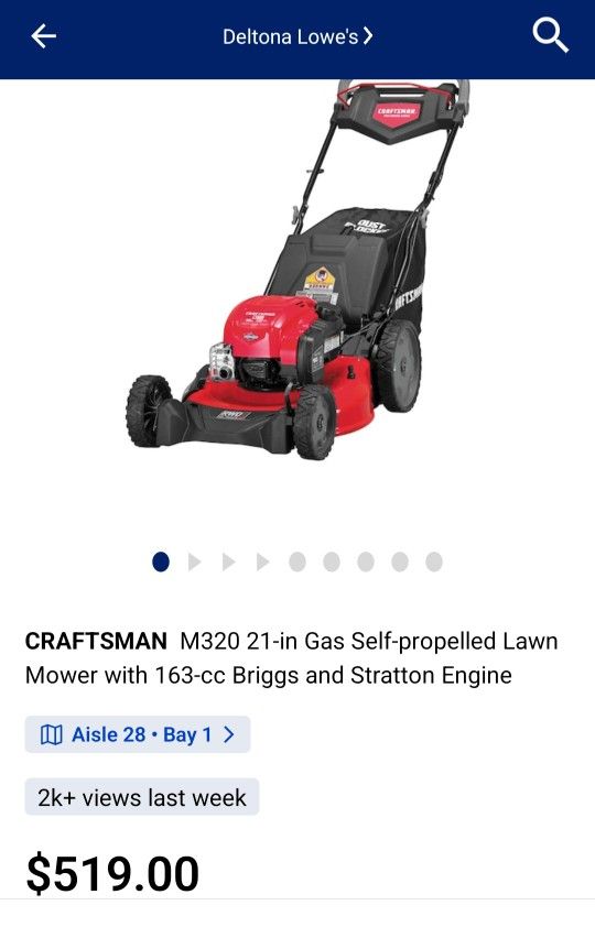 Craftsman lawn mower m320 hotsell