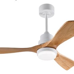 48" Wood Ceiling Fan with Light and Remote Control, Indoor Outdoor Wooden 3 Blades - Open Box