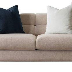 Acanva Modern Living Room Sofa Linen-Like Straight Arm, 92" W Couch, Beige