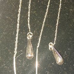 14k White Gold Solid Drop Earrings