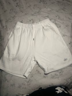All white alo shorts