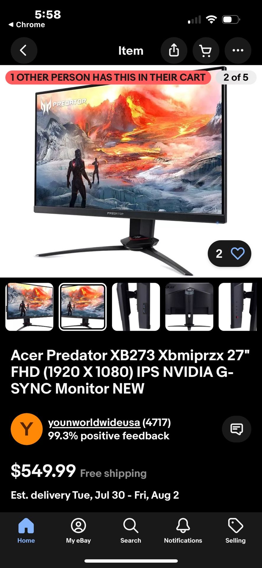 ASUS Gaming Monitor Predator XB3 240