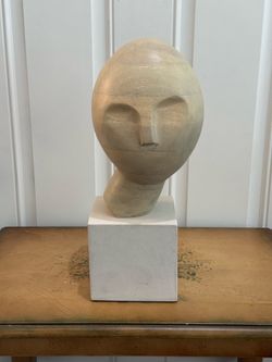 Crate & Barrel Ulla Mango Wood Head Bust Sculpture