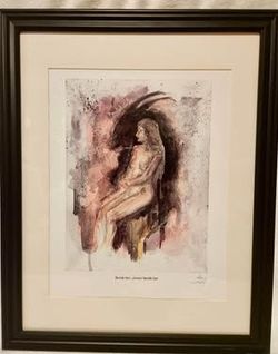 Framed Signed Art Print by Adam Michaels Woman and Darkness
