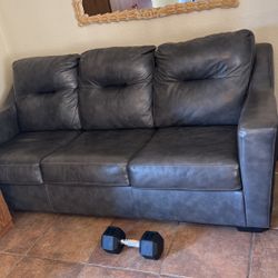 Dark Grey Leather Couch 