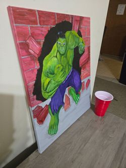 💚 Hulk-Inspired Hand-Painted Canvas — Original Inmate-Created Art