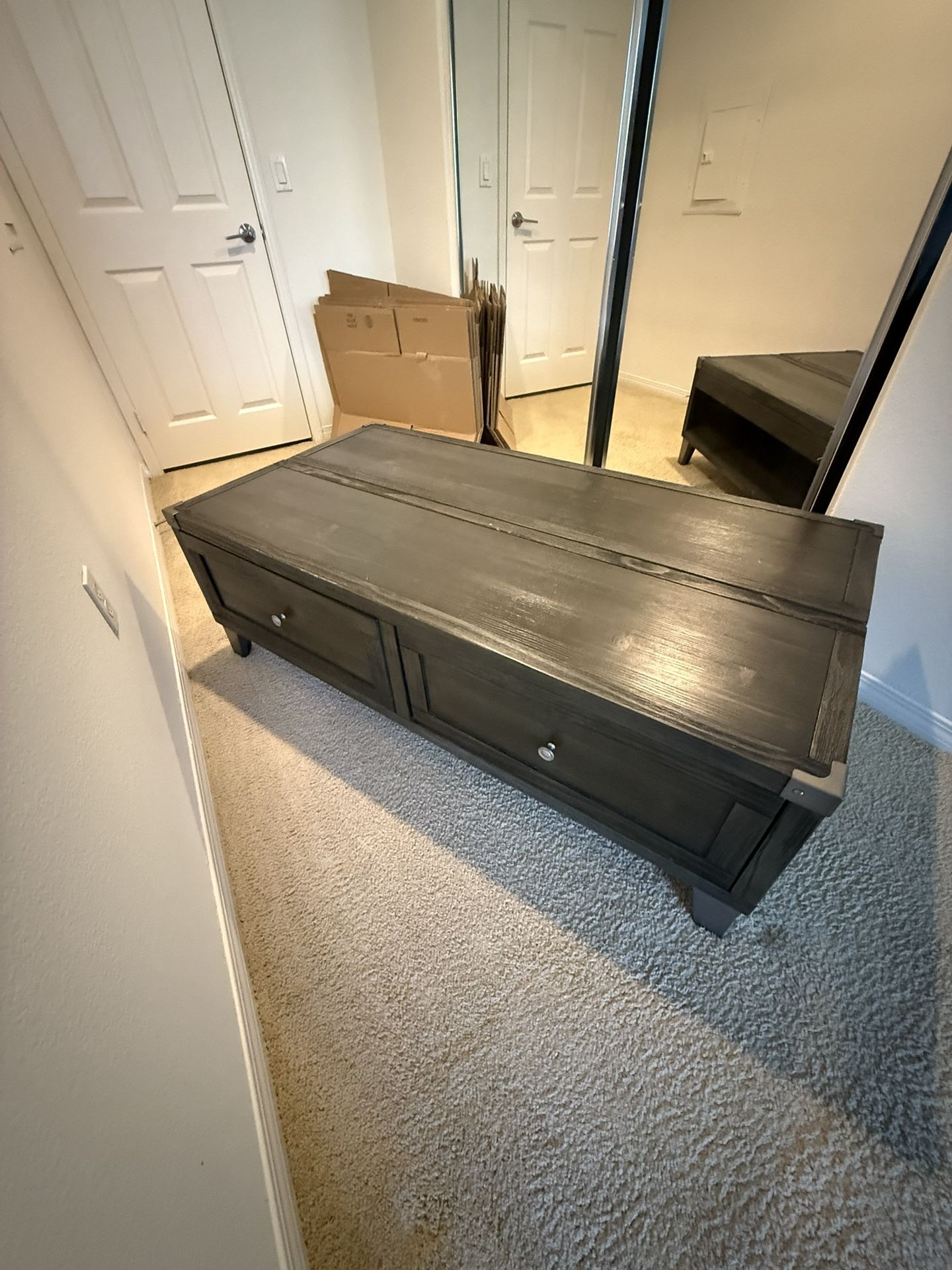 coffee table adjustable with open and drawer storage